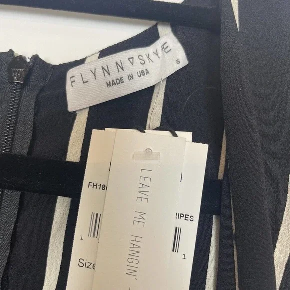 NWT Flynn Skye Florence Jumpsuit Plunge Neckline Black White S